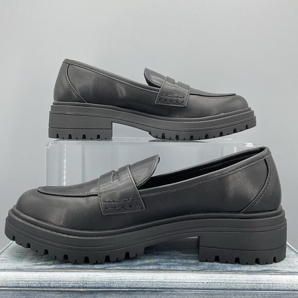 NEW ZBY Women’s Lug Sole Platform Loafers Black Size 6.5 - Picture 2 of 10